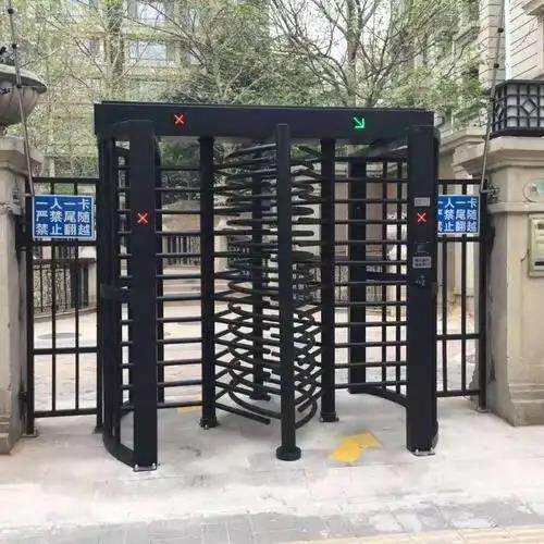 社区全高转闸访客扫码预约不锈钢单门十字旋转门人脸识别门禁系统