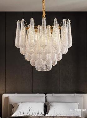 法式灯奶油风璃玻吊灯中古别墅复式楼客厅轻奢吊美式餐T-D2133厅