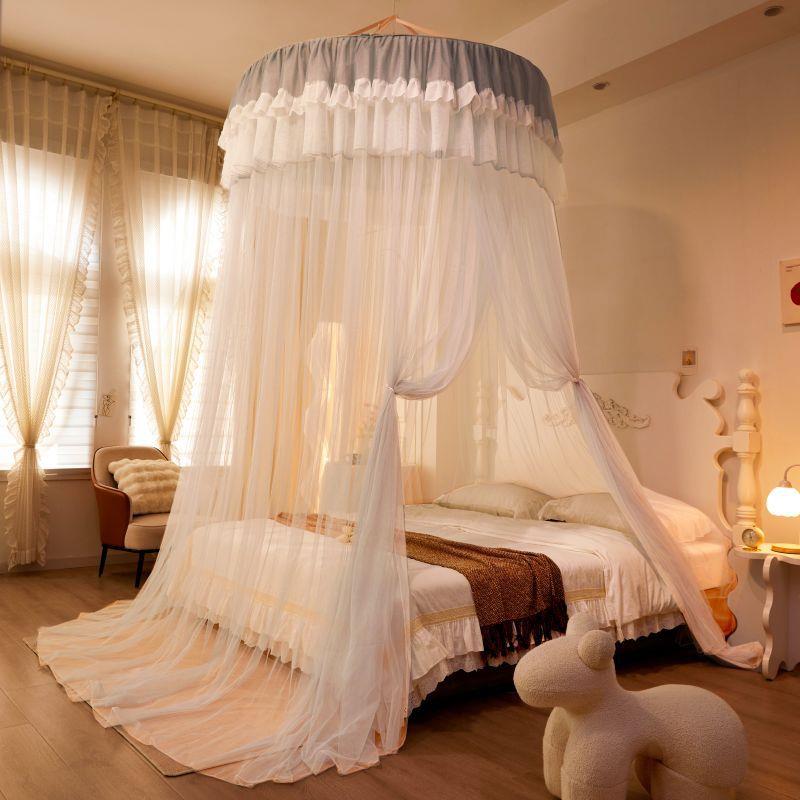 新款加密地圆XZ-888顶蚊帐公主风落吊挂蚊帐家用室帘吊顶免卧安装