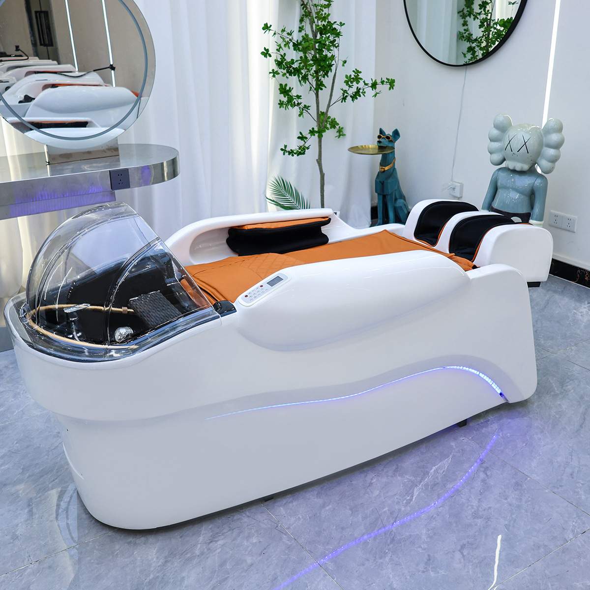 全自动智能电动按摩头疗洗头床理发店美发发廊专用冲水水循环熏蒸