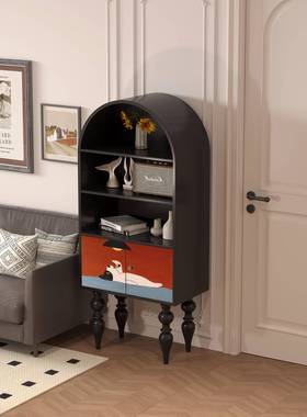 法式小狗艺术实木柜家用客厅一玄关收纳书柜靠墙餐厅88905体物边