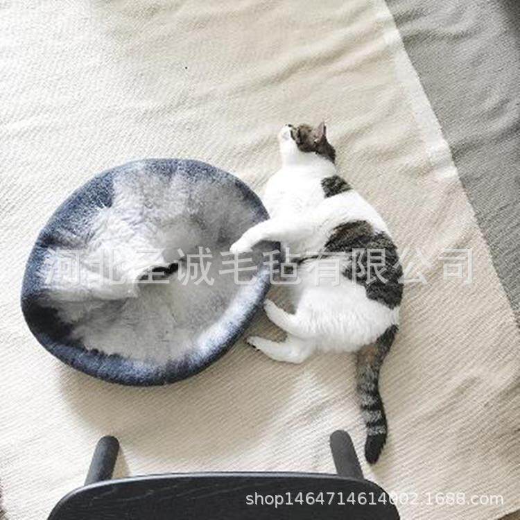 做毛一体可宠羊物窝手可工羊毛毡猫窝2541清洗