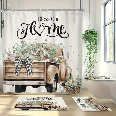 205新款跨境2聚卡车浴农帘舍乡村浴帘跨laz60109酯境