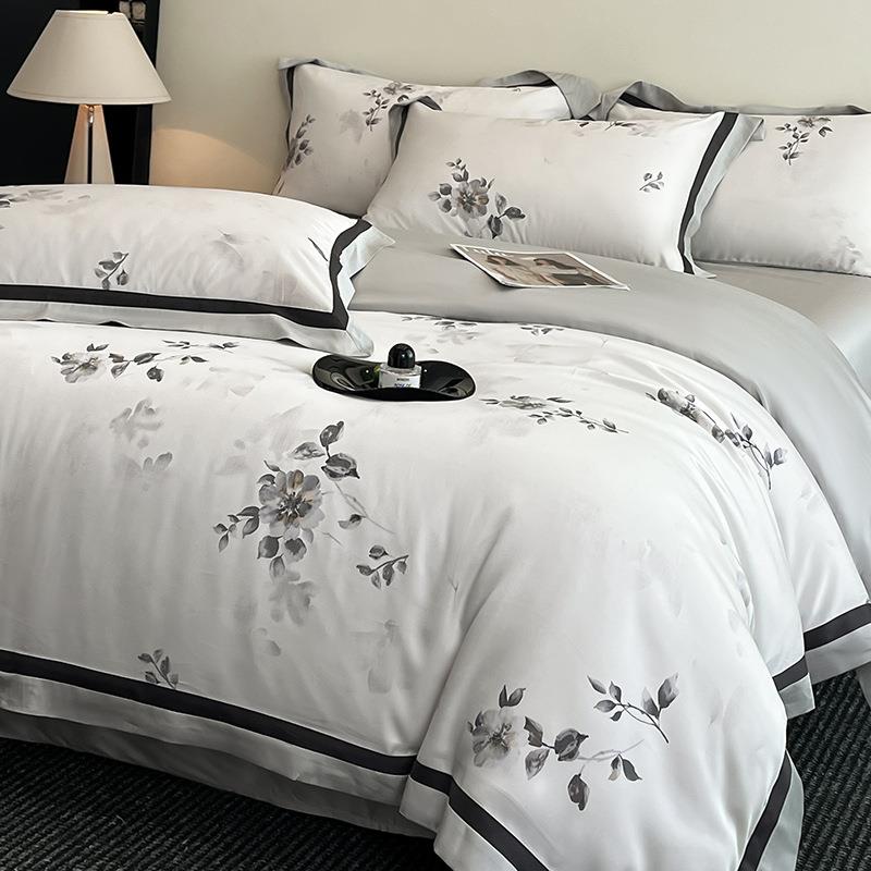 ||A类100S莱赛尔天丝夏滑四件LYBL而套兰精裸睡丝季凉不冰被套