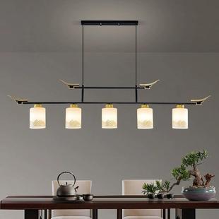 新中式风一字餐吊灯中国茶室办公室959前厅台吧灯三头长台条茶台