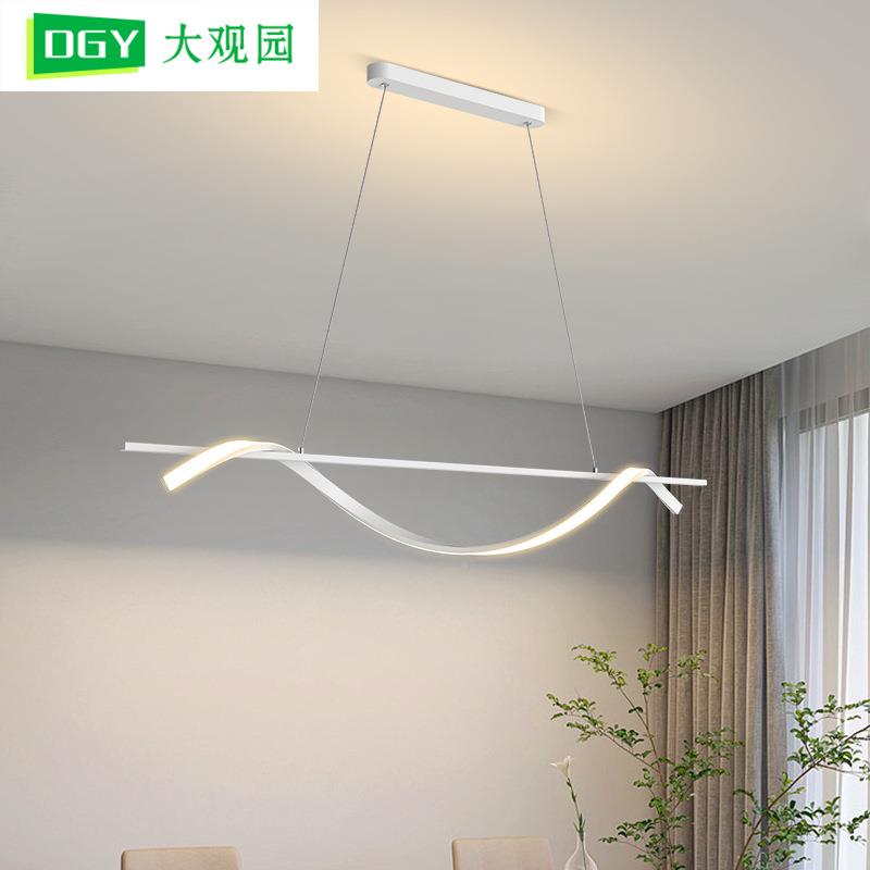 大观灯园餐厅吊现代简约392餐桌吧厅台灯具轻厅奢客饭长条吊线灯4