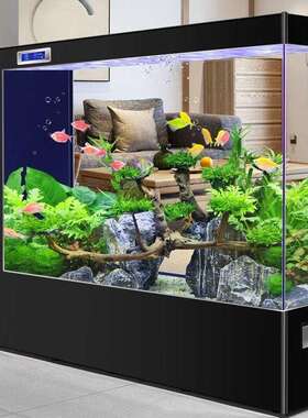 鱼缸205新款客厅中大型懒人45654646自动循2环滤过生态水族箱白玻