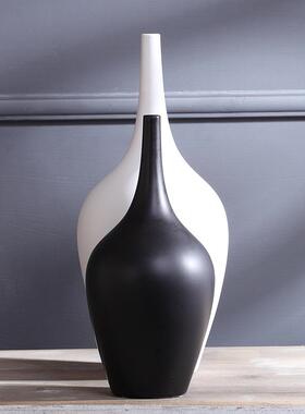 陶瓷花瓶白客厅装饰品酒柜视摆件创意黑电柜摆HKN设现代简摆约设