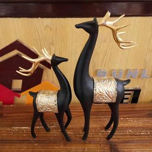 招财鹿树摆工件艺家居品客厅电视柜酒柜装 WVO脂饰品鹿鹿通