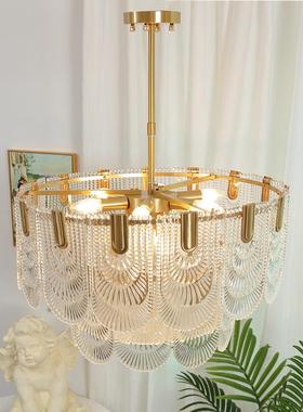 式玻璃客厅吊灯轻EPQ奢水晶现代法简灯约主卧室餐厅古复宫廷风吸