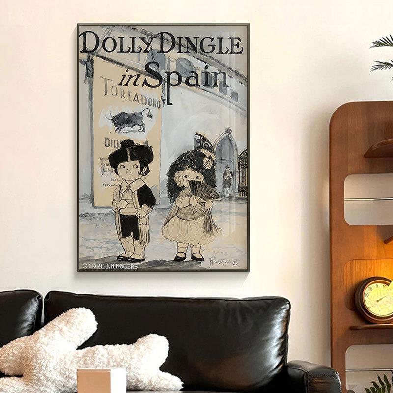 1922年复20230902版刻古董洋娃娃inage复古可爱萝t莉挂画卧v室装