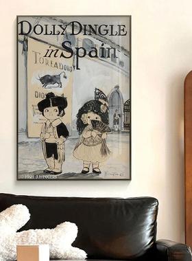 1922年复20230902版刻古董洋娃娃inage复古可爱萝t莉挂画卧v室装