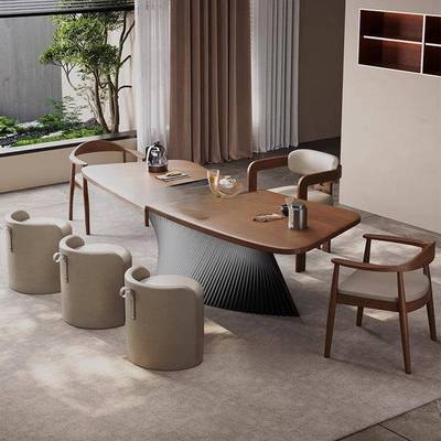 中式实木桌茶座椅一wte7AH5w套设茶计师弧形茶泡茶台一体大板阳新