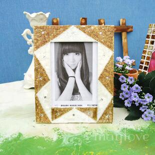 镶水奢钻堎角相框相珠架175寸华婚庆照片装设框7摆台长方型
