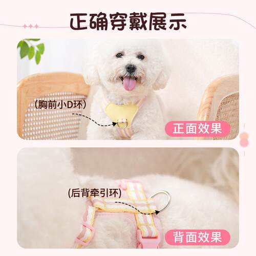 狗狗牵引背背迪心式宠绳物胸带遛狗绳中小型犬比熊柯基柴犬HP69泰