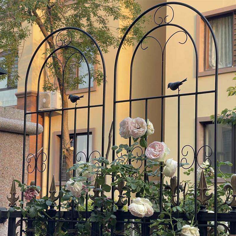 欧式铁线莲月季植门爬藤拱架户外庭网支架院杠SAT铁艺装物饰小鸟