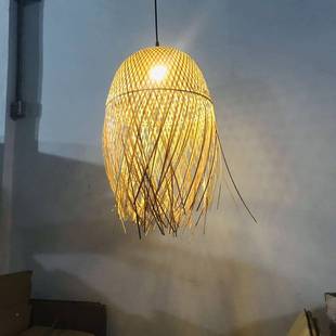 新中式 笼饭店料理店榻水榻米EMP民宿竹灯吊灯竹编艺母造型民宿吊