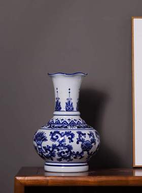陶瓷青花瓷花瓶摆件家居客厅插花电视柜装饰摆设桌面摆件陶瓷花瓶