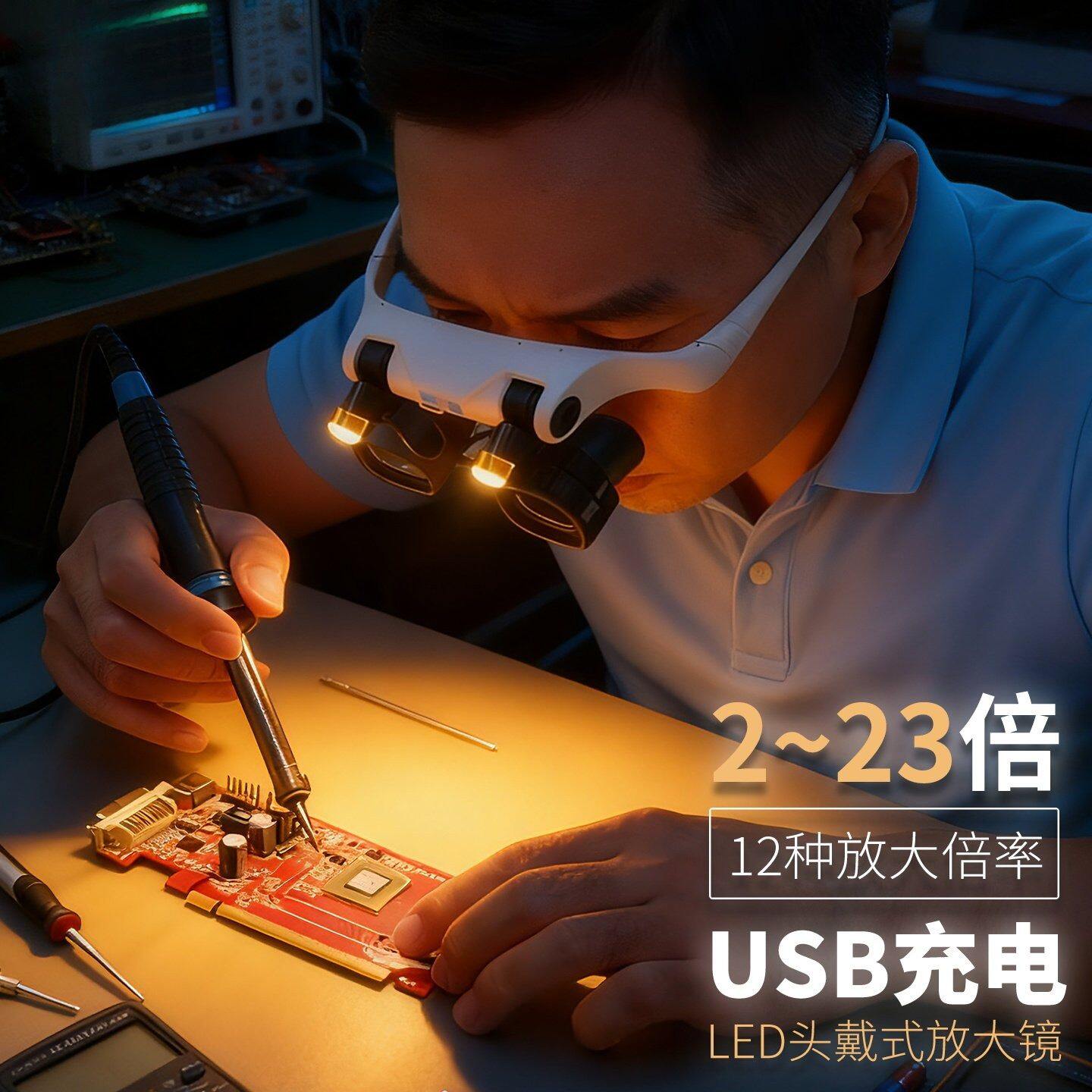 头戴LED灯高清多倍数使用放大镜