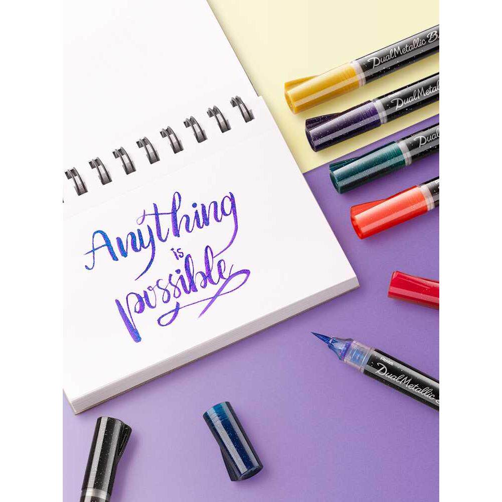 纵向书写 日本pentel派通l蝴蝶软头按动彩色毛笔绘画brush勾线笔