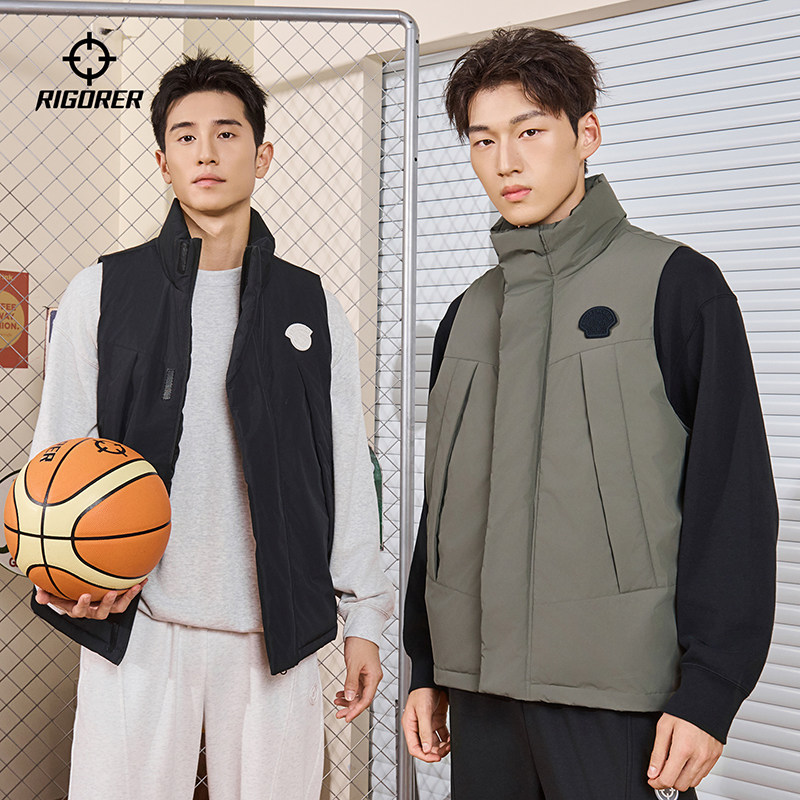 准者运动棉马甲男士冬季新款防风保暖立领棉服跑步背心夹棉外套男