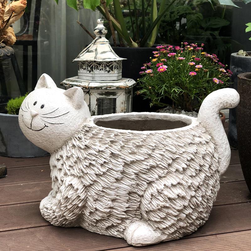 花园可爱猫多肉花盆园艺动物盆栽植物大号圆盆器装饰北欧创意个性