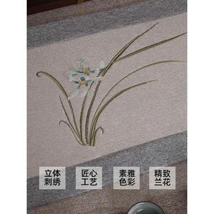 高端轻奢高级感氛围感桌布防水会议餐桌布长方形茶几台布 新中式