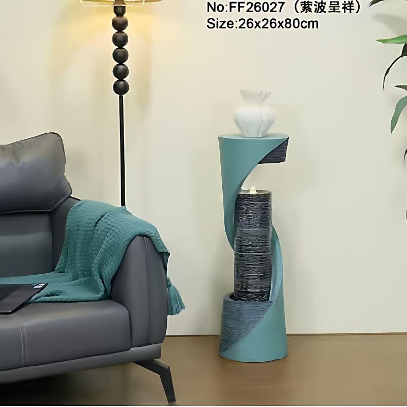 创意流水鱼缸落地书房客厅电视柜循环水幕墙办公室招财养鱼装饰品