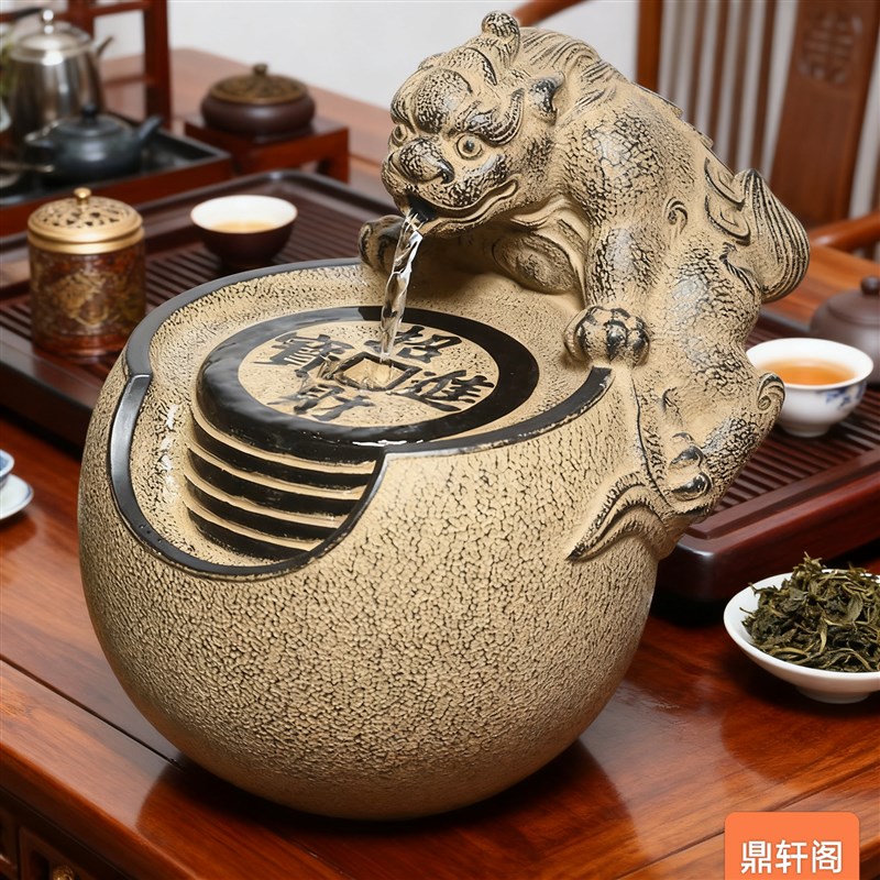 新中式招财流水摆件办公桌装饰喷泉水景新中式客厅桌面小型流水器