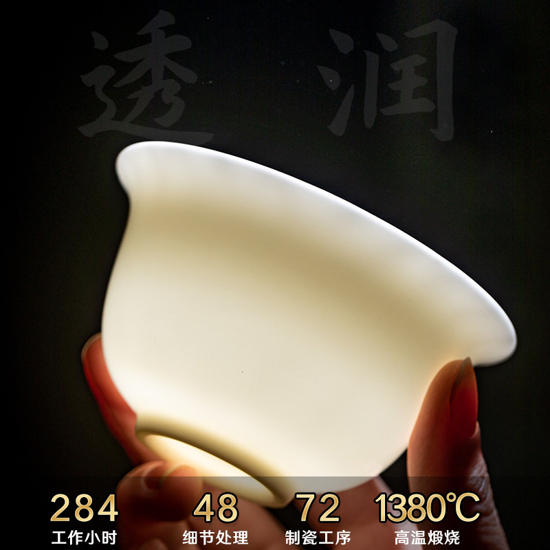 德化羊脂玉白瓷功夫茶具套装家用办公会客泡茶盖碗茶杯陶瓷定制