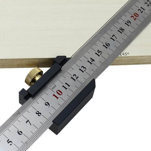 钢尺划线定位块 钢直尺限位器 木工画线靠山定位尺钢板尺固定滑块