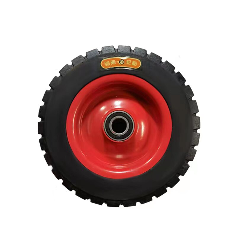电动工程车实心橡胶前轮灰斗车方向轮280-70轮250-75工地车转向轮