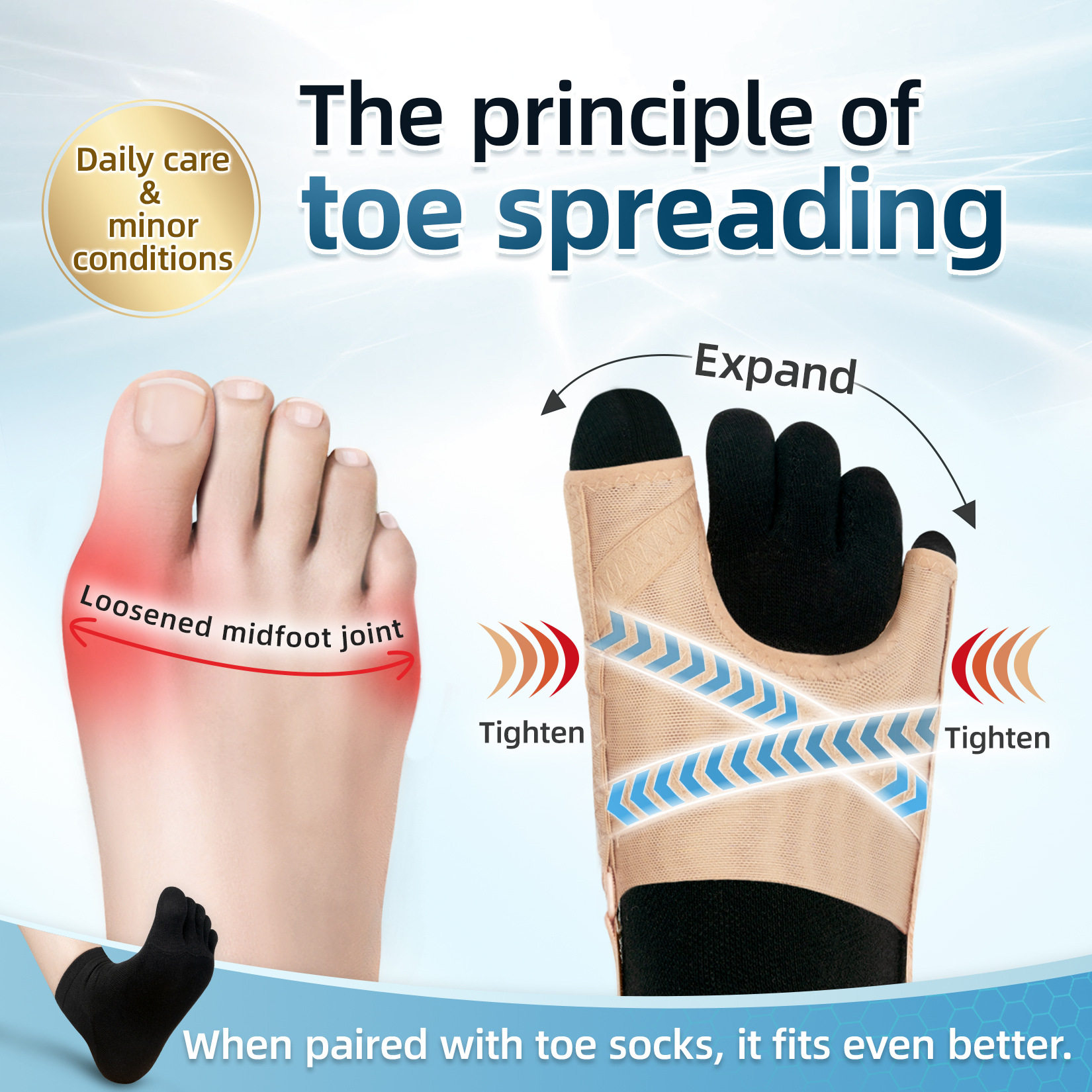 跨境现货大脚趾拇指外翻矫正脚掌护理日夜用大脚骨矫正分趾矫正器