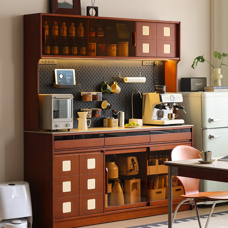 【小万家具】复古实木餐边柜靠墙一体落地储物收纳客厅中古风高柜,住宅家具,餐边柜,淘宝优惠券,粉丝福利购,淘宝优惠卷