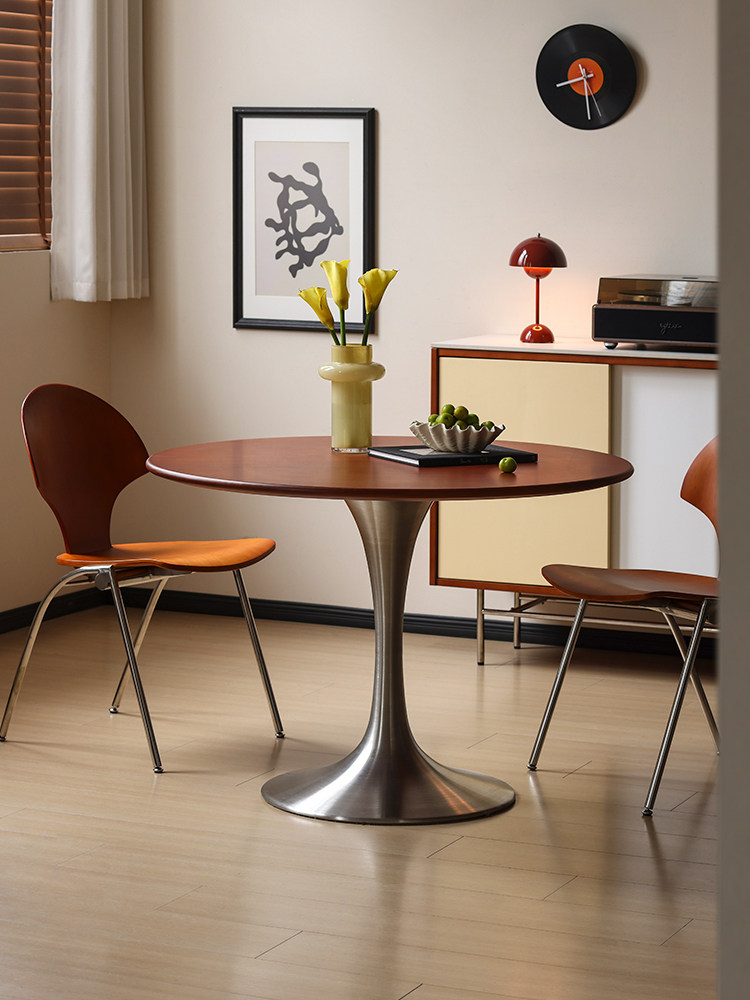 【小万家具】北欧覆古家用餐桌椅实木小户型设计师郁金香轻奢圆桌,住宅家具,实木餐桌,淘宝优惠券,粉丝福利购,淘宝优惠卷