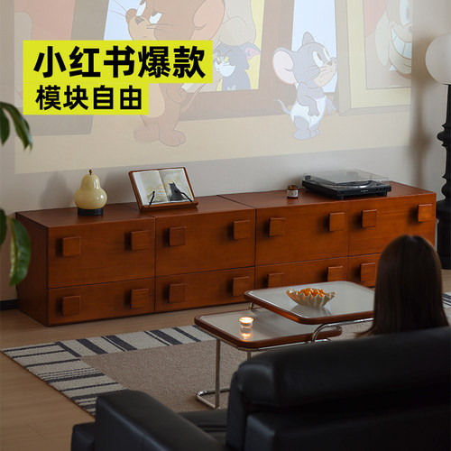 小万黄杨木复古卡门柜模块组合柜