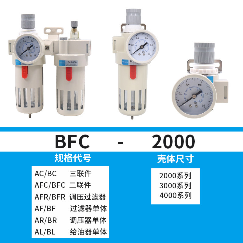 热销气动调节阀压力减压气压表AR2000空压机bfr油水分离器BC过滤