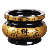 热销香炉黑佛心经香炉家用室内烧香炉陶瓷大号香炉碗供奉上香插香