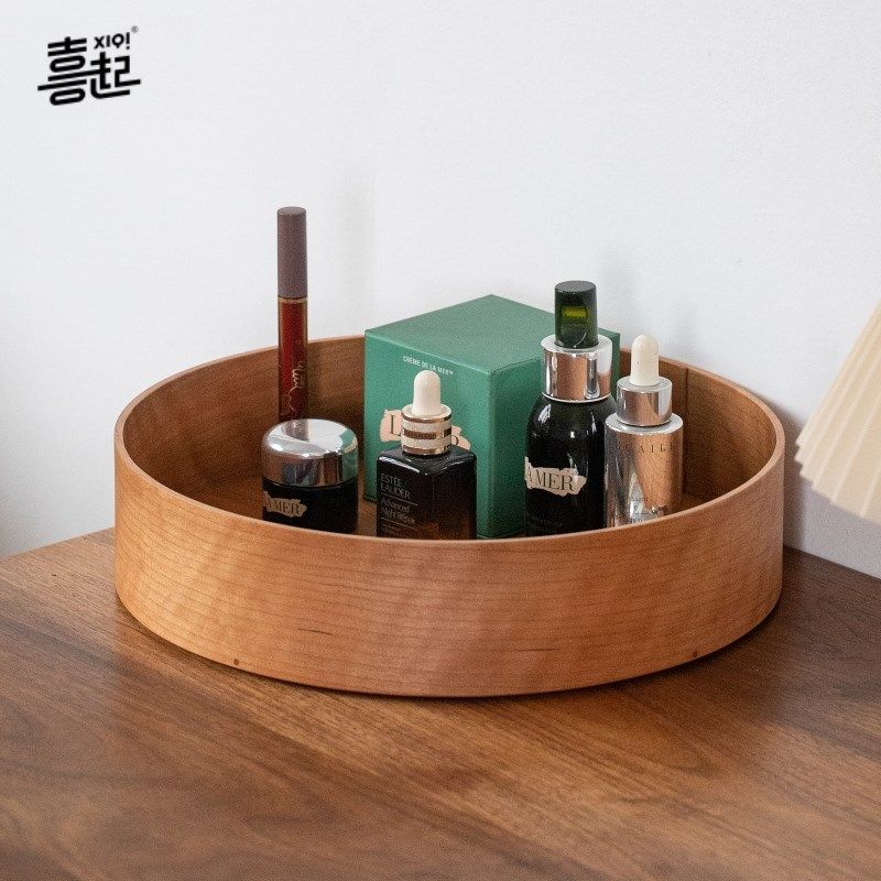 热销黑胡桃实木托盘圆形 茶几咖啡茶具水杯托盘糖果干果盘收纳盘
