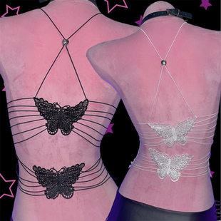 野涩猫 交叉性感亚比文化蝴蝶美背外穿吊带背心 Y2K千禧辣妹欧美式