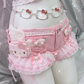 野涩猫 Y2K辣妹日系可爱甜美少女小猫蕾丝洛丽塔翅膀蕾丝粉色短裤
