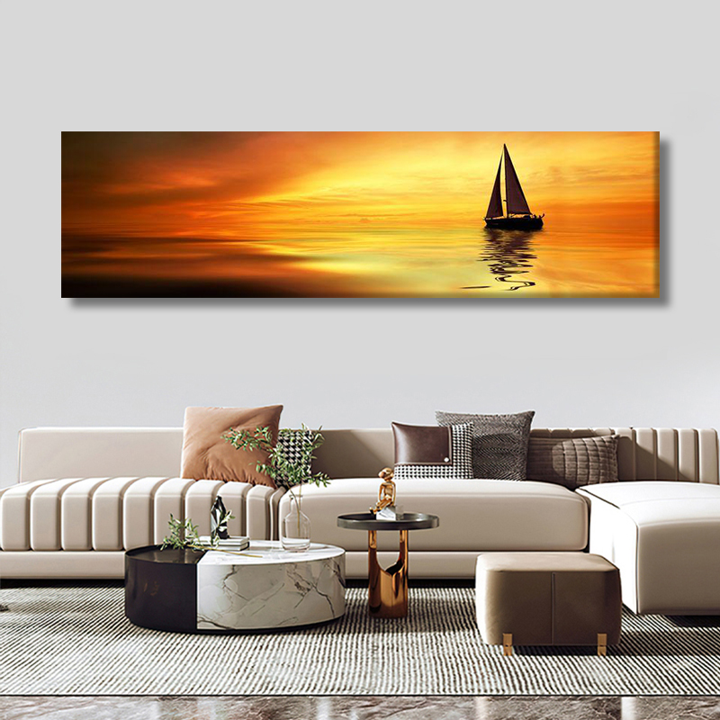 现代简约客厅装饰画帆船海景卧室床头挂画民宿酒店风景创意无框画