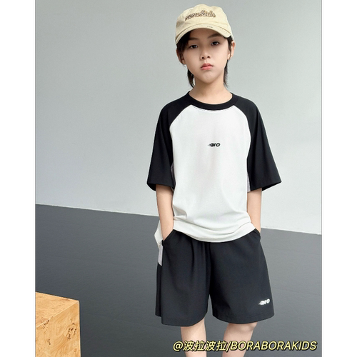 波拉bora儿童装男生女孩运动服篮球服夏季足球衣短袖短裤两件套装
