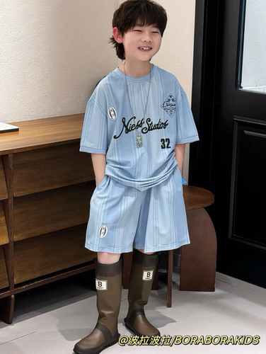 波拉bora儿童装男生女孩运动服篮球服夏季足球衣短袖短裤两件套装