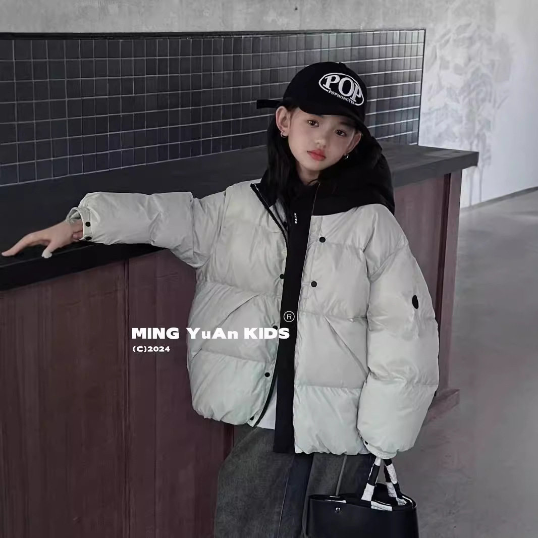 2025bora儿童羽绒服冬季男女童连帽休闲中大童宽松短款韩版厚外套