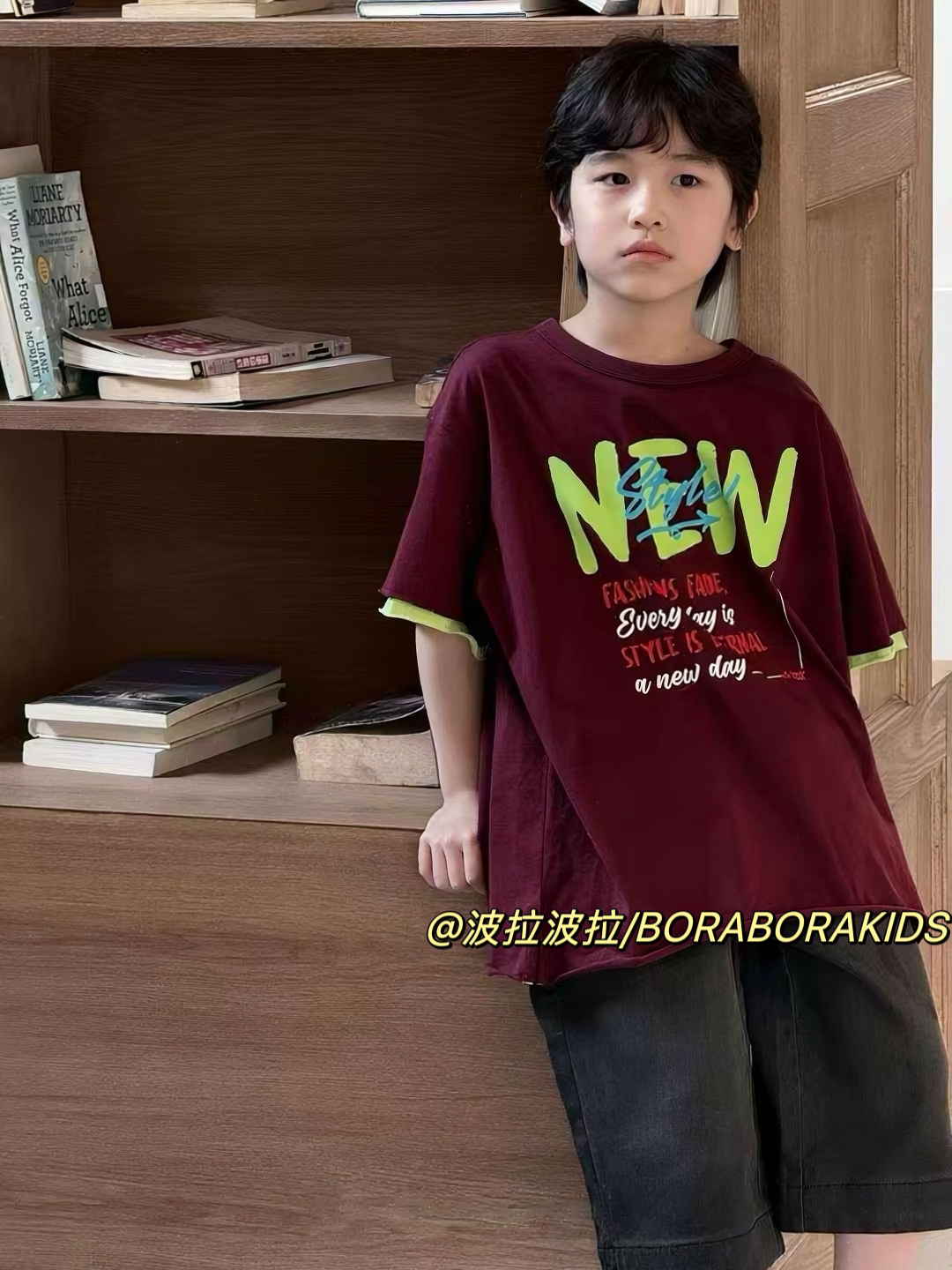 波拉实体店儿童装男生女孩夏季亲子中大童青少年街舞上衣短袖T恤