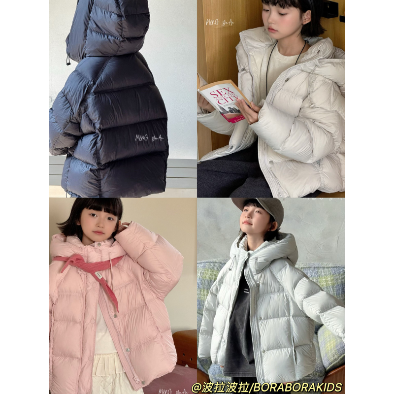 实体店儿童装面包服冬波拉男女童泡芙90白鸭绒加厚连帽羽绒服外套