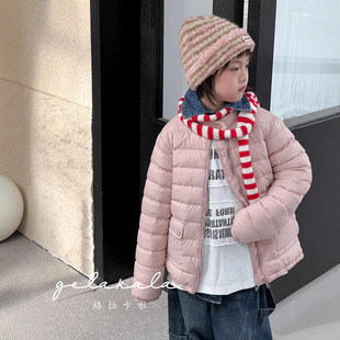 韩系儿童羽绒服立领男童女童中大童宝宝轻薄校服内搭神器90白鸭绒