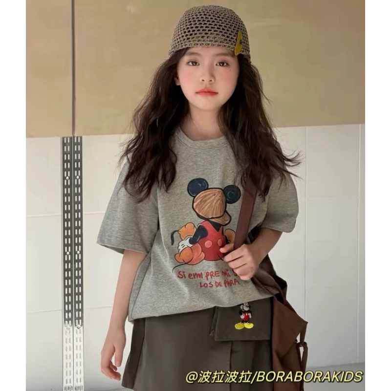 波拉bora儿童装夏款女孩童中大童青少年童趣卡通亲子上衣短袖T恤