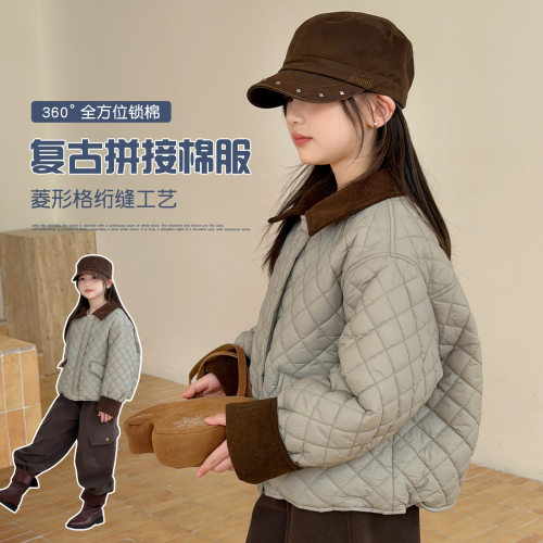 波拉男孩女童棉服冬款bora女生保暖童装夹棉外套儿童冬装棉衣